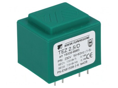 Transformator &amp;icirc;ncapsulat 2,5VA 230V 7,5V PCB foto