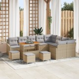 Set canapele grădină vidaXL 13 piese perne Bej Poliratan Acacia