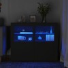 Dulap Lateral Negru cu LED RGB, 41x37x67cm, Lemn Prelucrat, Raft Sticla, Montare Flexibila, Set 2 Bucati
