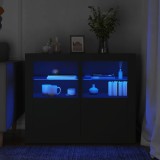 Cumpara ieftin Dulapuri laterale cu lumini LED 2 buc. negru lemn prelucrat