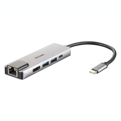 HUB extern D-LINK porturi Gigabit LAN x 1 USB 3.0 x 2 HDMI x 1 USB Type C x 1 argintiu DUB-M520 foto