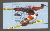 Laos 1988 Olympic Winter Games perf. sheet Mi.B120 used TA.053, Stampilat