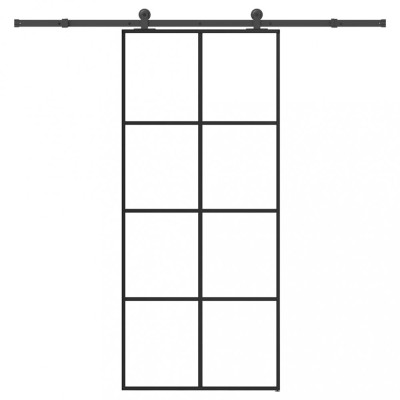 vidaXL Ușă glisantă cu set feronerie, 90x205 cm, sticlă ESG/aluminiu foto