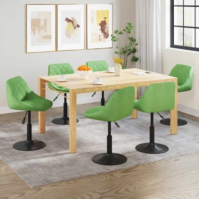 vidaXL Scaune de sufragerie pivotante 6 buc, verde deschis, catifea 3088804