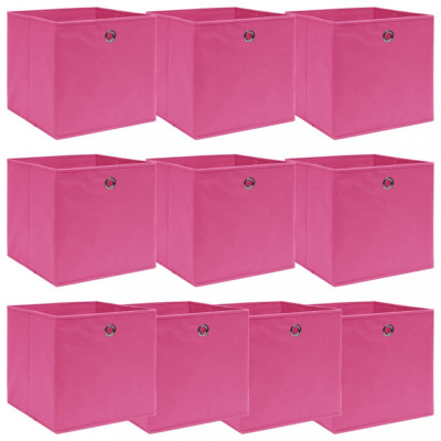 Cutii depozitare, 10 buc., roz, 32x32x32 cm, textil foto