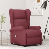 VidaXL Fotoliu electric rabatabil spătar aripi, roșu vin, textil