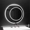 Oglinda LED Rotunda, 60cm, July Touch Marcello, Sistem Dezaburire, Ceas &amp; Termometru, Dimabila ModernLight Concept