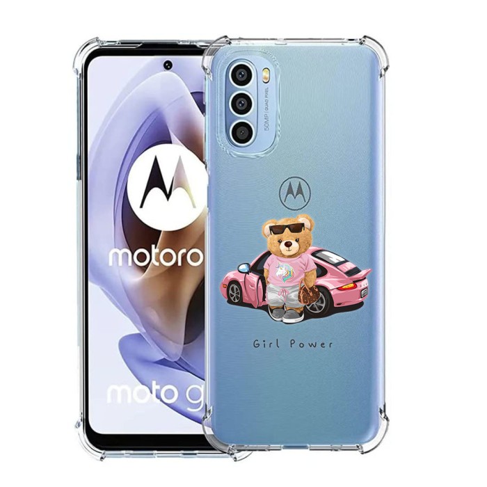 Husa antisoc pentru motorola moto g71 5g, airbag pro, transparent, girl power