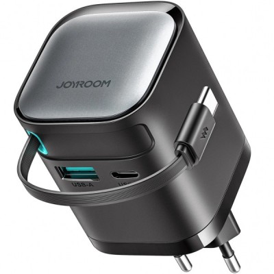 Incarcator Retea Cu Cablu USB-C Joyroom JR-TCL02, 65W, 3A, 1 x USB-A - 1 x USB-C, Negru foto