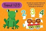 Trenul 1-2-3. Invata sa numeri folosind puzzle-ul distractiv cu animale si carticica!/Louise Buckens