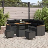 vidaXL Set de canapele pentru grădină cu pernă 8 pcs Negru Rattan poli 3364994