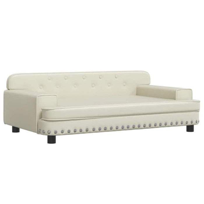Canapea pentru copii, crem, 90x53x30 cm, piele ecologica