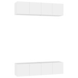 Set dulapuri TV, 4 piese, alb, 60x30x30 cm, lemn prelucrat