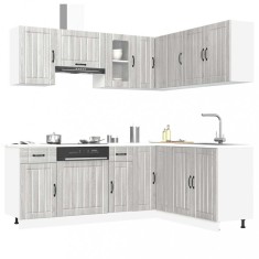vidaXL Set de dulapuri de bucătărie 11 piese &bdquo;Kalmar&rdquo; lemn Sonoma gri 3314947