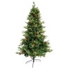 Brad artificial decorat cu conuri pin rosii de craciun bogat, inaltime 1.8 m, 774 ramuri, suport metalic inclus, verde, Oem