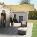 VidaXL Copertină retractabilă manual, galben și alb, 500x350 cm