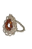 B134b. Inel imperial cu granat portocaliu, fir metalic dantelat manual, Unicat, RavariuArt