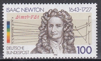 Germania 1993 - A 350-a aniversare a lui Isaac Newton, fizician, MNH foto