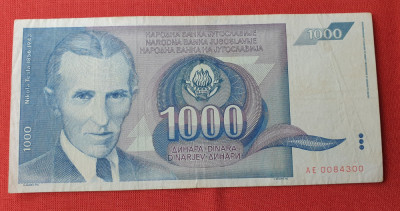 1.000 Dinara anul 1991 Bancnota Una MIE dinari - Iugoslavia - Jugoslavije foto