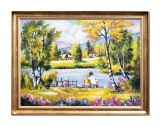 Cumpara ieftin Tablou inramat indragostiti pictat manual dormitor, living, Impreuna pentru totdeauna, 70x50cm ulei pe panza, Constantin Feraru