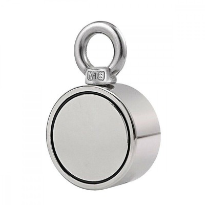 Magnet neodim cu surub, 70 mm diametru, Cu forta de tragere 200kg, Argintiu foto
