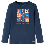 Tricou de copii cu m&acirc;neci lungi, bleumarin melanj, 116