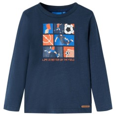 Tricou de copii cu m&acirc;neci lungi, bleumarin melanj, 92