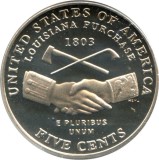 Statele Unite (SUA) - Fasic (40 monede) 5 centi 2004 D (Comemorativa: strangere de mana) KM-360 UNC !!!, America de Nord, Cupru-Nichel