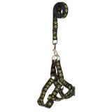 Ham pentru c&acirc;ini cu lesă, Reglabil 30-43 cm, Negru cu lăbuțe galbene, CMCLASS