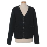 Cardigan negru cu nasturi decorativi inimioara