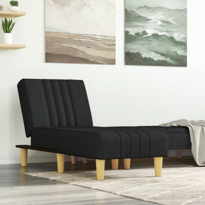 vidaXL Șezlong, negru, material textil