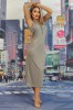 Rochie Maxi Gri Casual, Decolteu V, Fără M&acirc;neci - M, L, XL