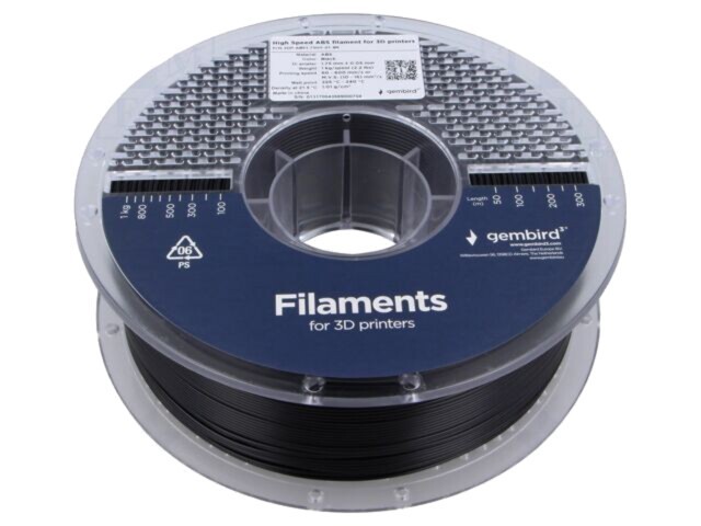 Filament ABS 1,75mm negru 1kg High Speed GEMBIRD