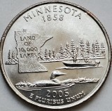 Moneda 25 Cents Quarter 2005 SUA Minnesota, Litera P, UNC