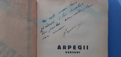 ARPEGII.VERSURI-VIRGIL POPOVICI CU DEDICATIE SI SEMNATURA -1939 R2. foto