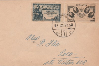 1945 Romania - Plic circulat serie completa Gazeta Matematica foto