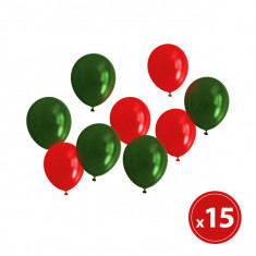 Set de baloane - rosu-verde, metalic - 15 buc / pachet