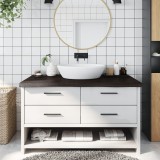 vidaXL Blat de baie, maro &icirc;nchis, 100x50x(2-6) cm, lemn masiv tratat
