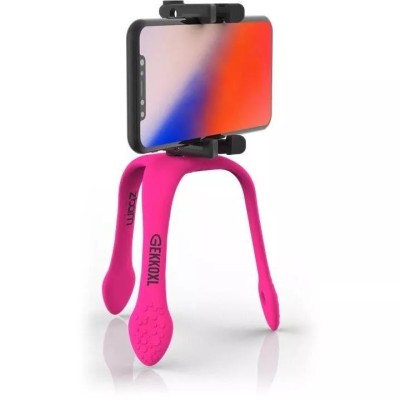 Selfie stick flexibil cu telecomanda bluetooth inclusa roz GekkoXL Zbam foto