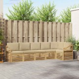 vidaXL Set de canapele de exterior 6 pcs Alb și Bej 3391933
