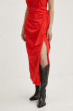 Never Fully Dressed fusta din bumbac Jaspre Skirt culoarea rosu, midi, evazati, NFDSK455