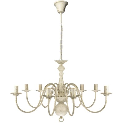 Candelabru alb de metal in stil antic 8 x becuri E14 foto