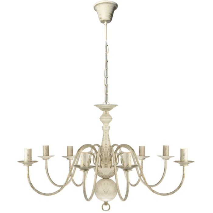Candelabru alb de metal in stil antic 8 x becuri E14