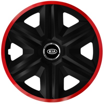 Set 4 Capace Roti pentru Kia, model Fast Black Cu Rama Rosie, R14 foto
