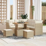 Set canapea grădină 8 piese cu perne Bej Rattan PE Acacia