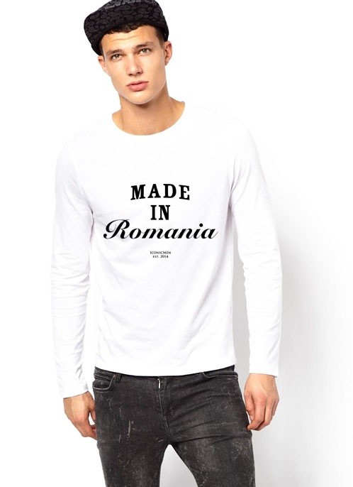 Bluza alba, barbati, Made in Romania - XL