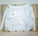 Sort de bucatarie Vintage din bumbac cu broderie manuala aplicata- tip quilt