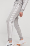 Adidas Pantaloni femei, culoarea gri, cu imprimeu