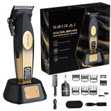 Masina De Tuns Profesionala BIRAI Golden Mirage, Acumulator, Stand Incarcare, Motor Puternic 9000 RPM, Afisaj LED, Incarcare Super Rapida USB, Reziste