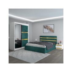 Dormitor Clio Verde Cu Dulap Tapitat 180x200cm